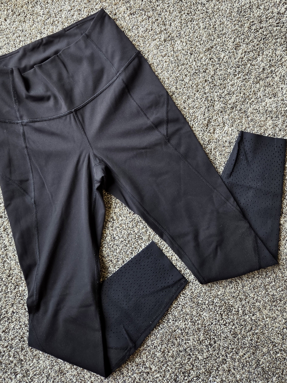 lululemon athletica Black High-Rise Perforated Ankle Leggings